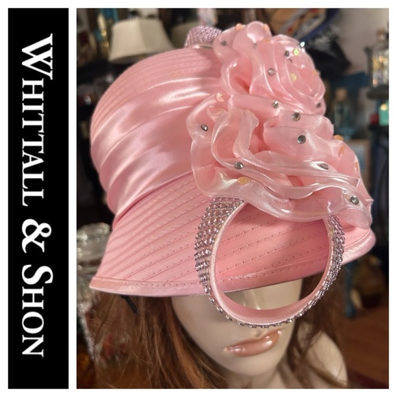 Elegant Pink Hat with Rhinestone Details main image 4